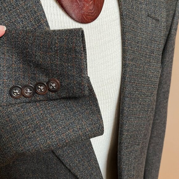 Hart Schaffner‎ Marx Gold Trumpeter Wool Blazer Sport Coat 39R USA Gray Brown - Picture 6 of 15